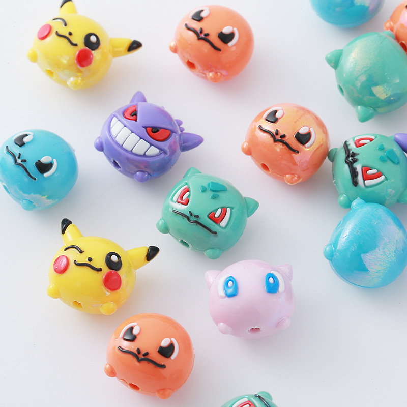 Jewelry Making With Resin - 12 ชิ้น ลูกปัดโปเกมอน DIY สายคล้องโทรศัพท์มือถือ พวงกุญแจ