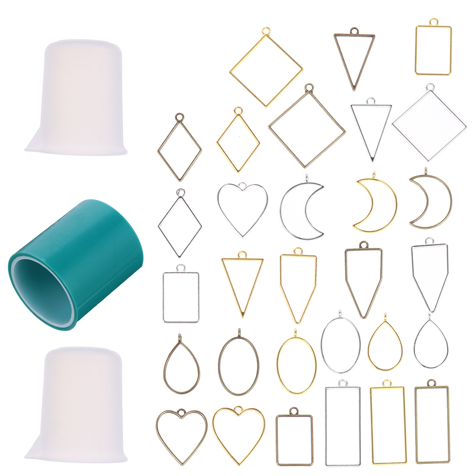 Jewelry Making With Resin - ชุดอุปกรณ์งานฝีมือ DIY จี้โลหะ 33 ชิ้น สำหรับทำเครื่องประดับเรซิ่น