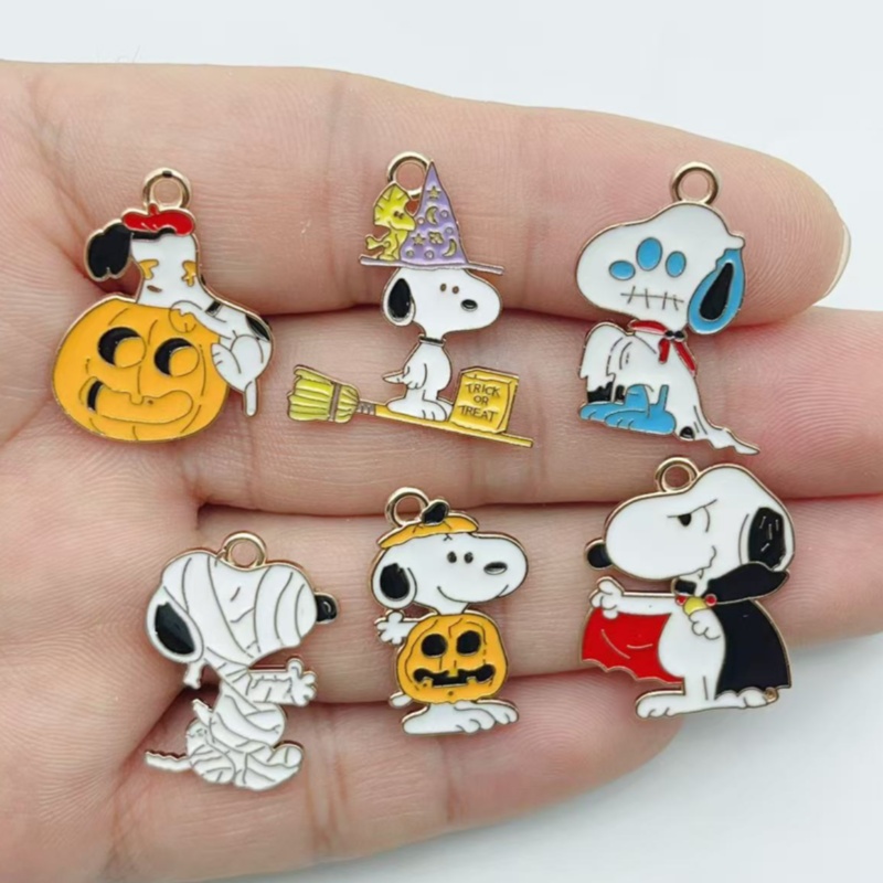 Jewelry Making Jewelry - 10 ชิ้น จี้โลหะผสมลายการ์ตูนลูกสุนัขน่ารักสำหรับฮาโลวีน พร้อมจี้รูปฟักทอง อุปกรณ์เสริมสำหรับทำเครื่องประดับ DIY