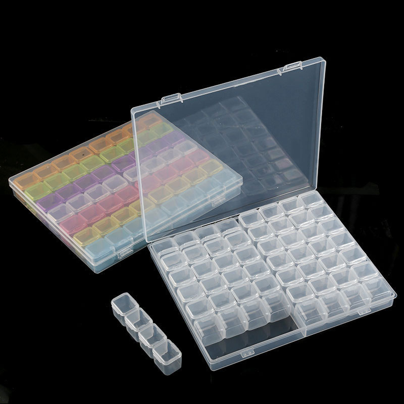 Jewelry Making Organizer Box - โปร่งใสเล็บ Art Organizer กล่องเก็บแยกกล่องเครื่องประดับพลาสติกเล็บลูกปัดเพชร Rhinestone ช่องกรณี