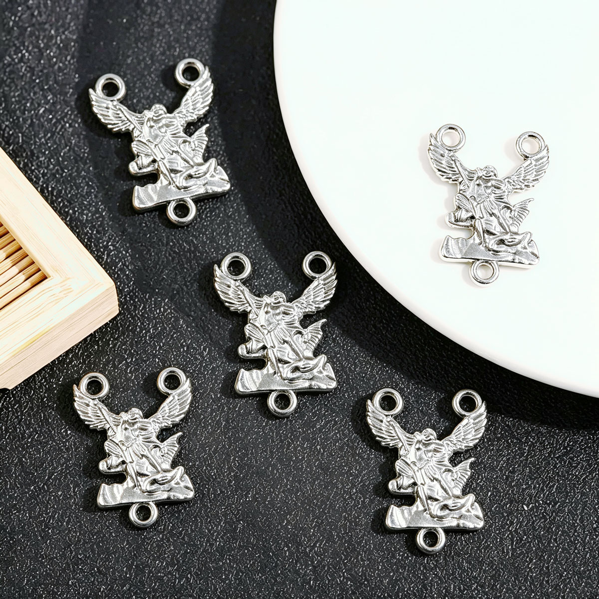 Jewelry Making Michaels - 20 ชิ้น จี้รูปนักบุญไมเคิล, จี้รูปนางฟ้าสีเงิน, อุปกรณ์ทำเครื่องประดับ DIY