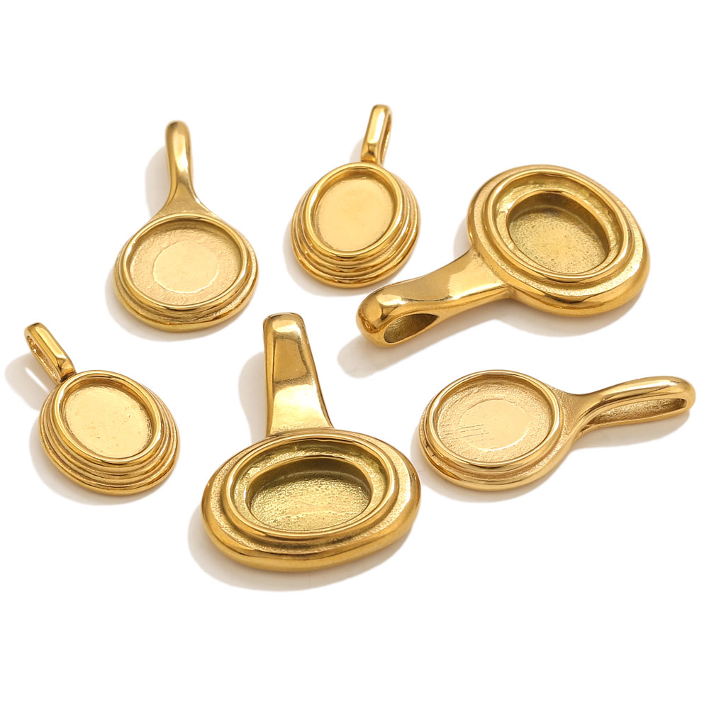 Jewelry Making With Resin - ถาดสแตนเลสทรงกลมรี 5 ชิ้น ฐานจี้เปล่าสำหรับงาน DIY เรซิ่น