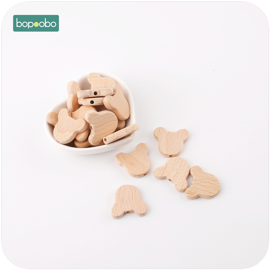 Jewelry Making For Dummies - Bopoobo 10Pcs ธรรมชาติไม้หมีหัวลูกปัดเครื่องประดับทำฟัน Beech ไม้ Teether