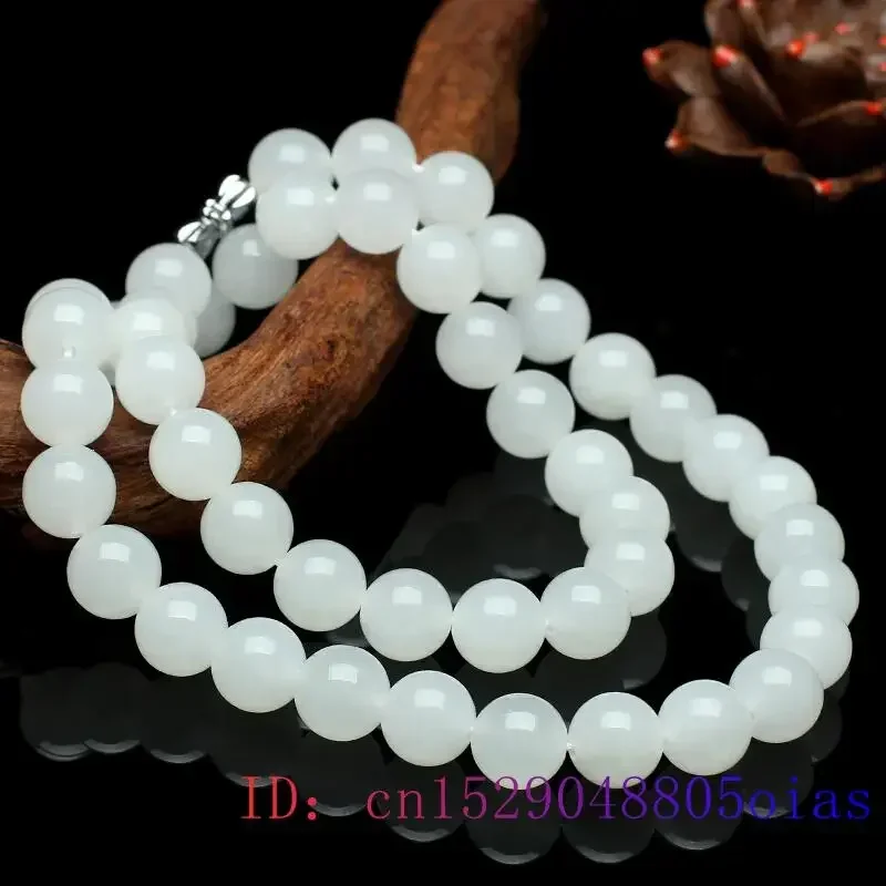 Jewelry Making Jewelry - สีขาวหยกลูกปัดสร้อยคอลูกปัดธรรมชาติแฟชั่นเครื่องประดับอัญมณี Charm ของขวัญ Chalcedony Amulet ผู้หญิง