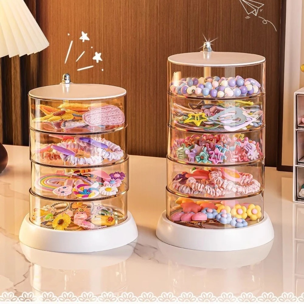 Jewelry Making Organizer Box - กล่องเก็บอุปกรณ์เสริมผมแบบหมุนได้ 360 องศา กล่องเก็บของพลาสติกขนาดกะทัดรัด กล่องโชว์หลายชั้นสำหรับวางบนโต๊ะสำหรับเด็กผู้หญิง ใส่เครื่องประดับ