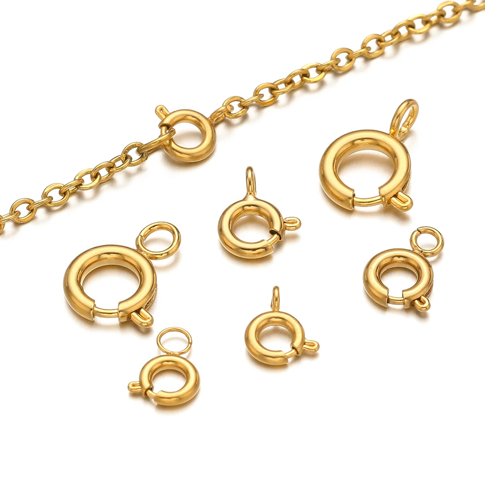 Jewelry Making Metal - ตัวล็อกสปริงสแตนเลสทรงกลม 10 ชิ้น ตัวล็อกแบบก้ามปู สำหรับเชื่อมต่อสร้อยคอ ทำเครื่องประดับแฟชั่น