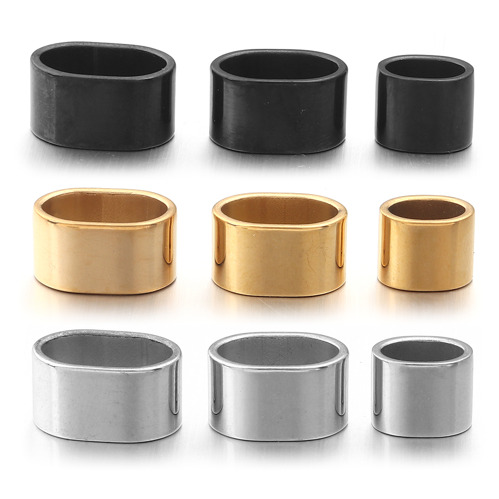 Jewelry Making Metal - ลูกปัดสไลด์สแตนเลสแบบแบน 6 ชิ้น ลูกปัดรูใหญ่ ลูกปัดโลหะ DIY