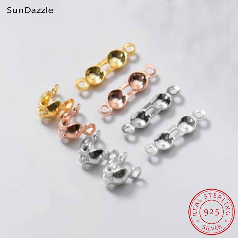 Jewelry Making Metal - ตัวล็อคปลายลูกปัดเงินแท้ 925 จำนวน 4 ชิ้น ตัวเชื่อมต่อแบบหนีบสีทอง