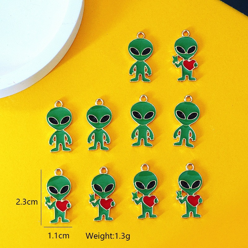Jewelry Making Jewelry - จี้โลหะผสมรูปเอเลี่ยนแบบเรียบง่าย 10 ชิ้น, เครื่องประดับ DIY สำหรับทำต่างหู,