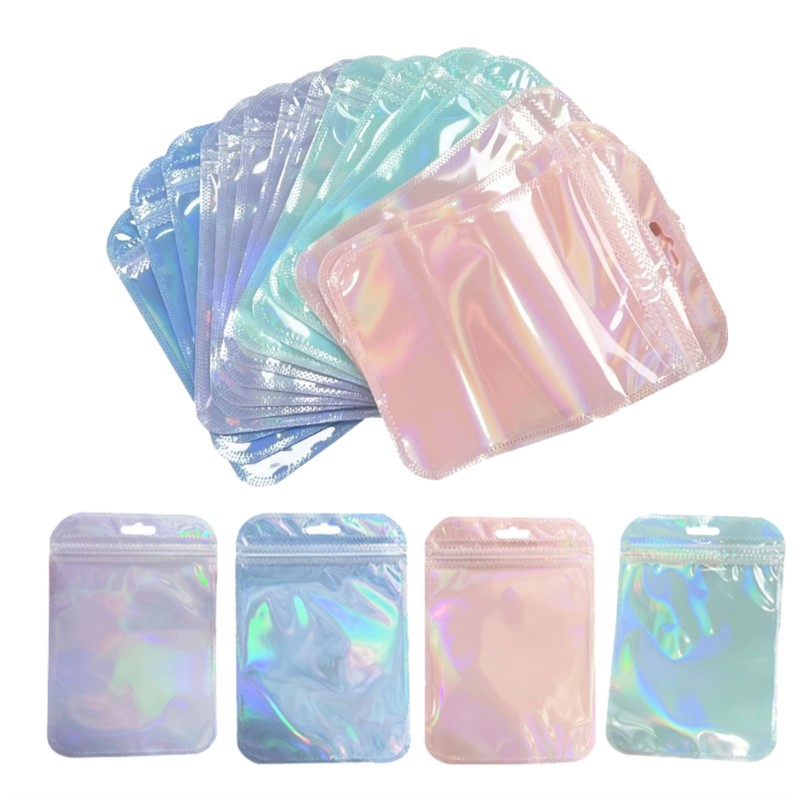Jewelry Making Business - 50 ชิ้น Holographic เลเซอร์โปร่งใสพลาสติกซิปกระเป๋าเครื่องประดับสําหรับลูกปัดของขวัญขนาดเล็กธุรกิจบรรจุภัณฑ์อุปกรณ์