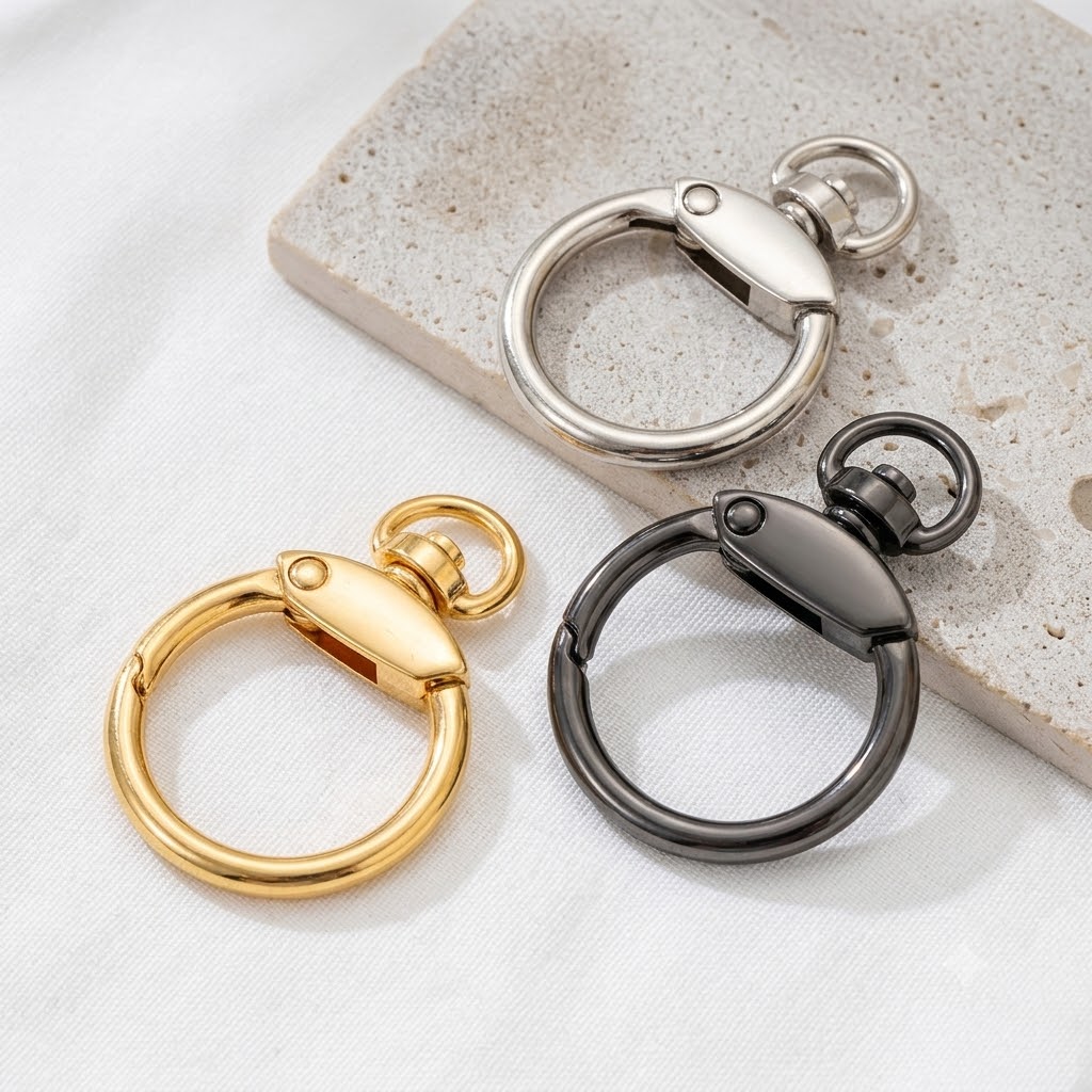 Jewelry Making Jump Rings - 5 ชิ้น/ชุด คลิปสปริงโลหะแบบเปิดพร้อมห่วงหมุน สำหรับอุปกรณ์ทำเครื่องประดับ DIY พวงกุญแจ