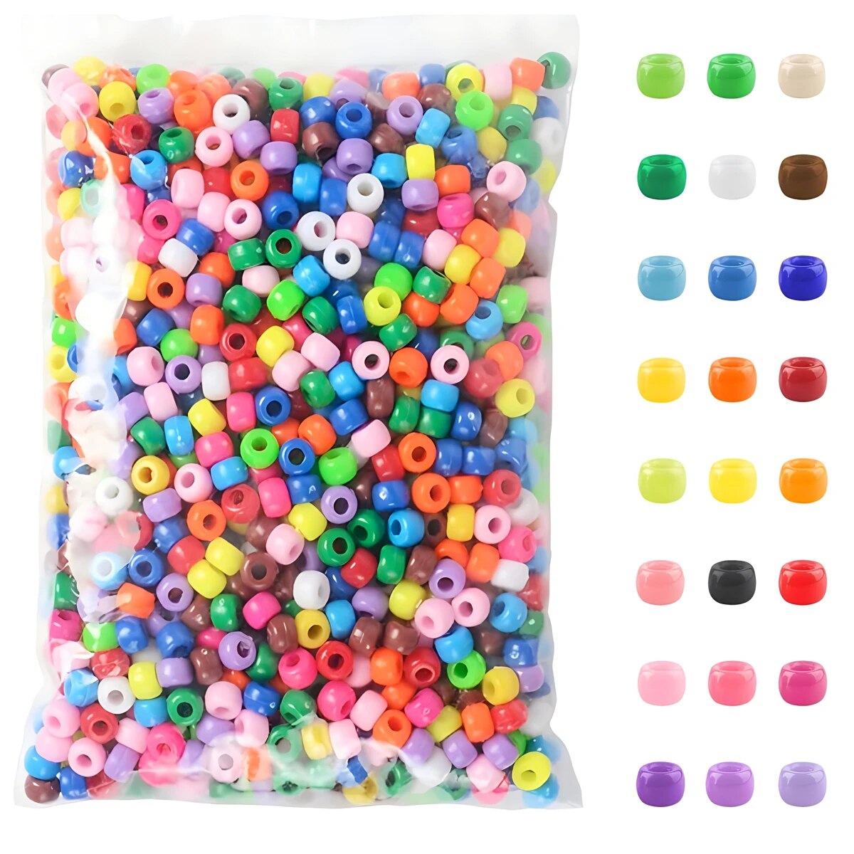 Jewelry Making Business - 500 ชิ้น Pony Candy ลูกปัดพลาสติกที่มีสีสันสําหรับเครื่องประดับทํา DIY