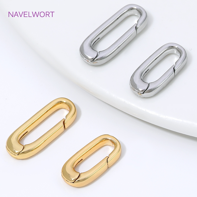 Jewelry Making Metal - ตัวล็อคแบบสปริงรูปวงรีชุบทอง 18K จำนวน 1/2/4 ชิ้น สำหรับเครื่องประดับ,