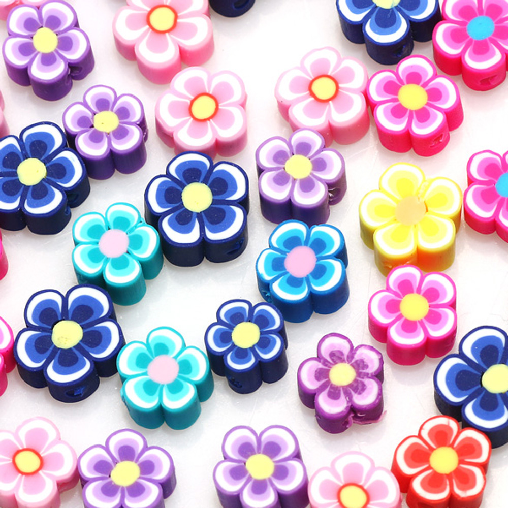 Jewelry Making Business - ลูกปัดดินโพลิเมอร์ดอกไม้ผสม10มม. 100ชิ้นสำหรับสร้อยคอ DIY สร้อยข้อมือเครื่องประดับธุรกิจขนาดเล็กทำมืออุปกรณ์งานประดิษฐ์