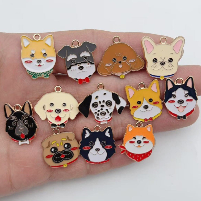 Jewelry Making Jewelry - จี้โลหะผสมรูปสุนัขลายจุดการ์ตูน 12 ชิ้น สำหรับทำเครื่องประดับ DIY ต่างหู