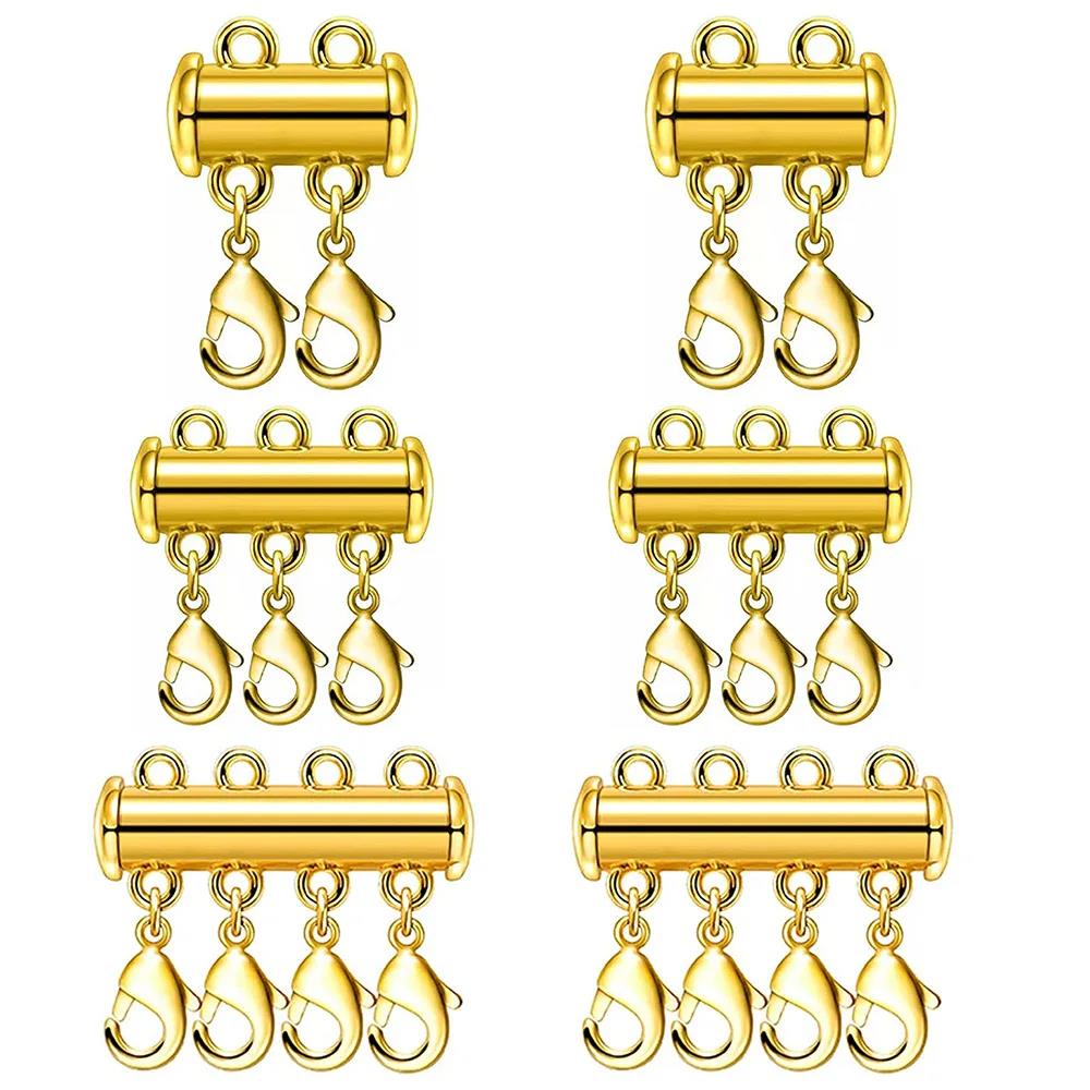 Jewelry Making Metal - ตัวล็อคแบบแม่เหล็กเลื่อนสำหรับสร้อยคอหลายเส้น 2 ชิ้น ตัวล็อคแบบก้ามปูสำหรับทำสร้อยคอ DIY สร้อยข้อมือ