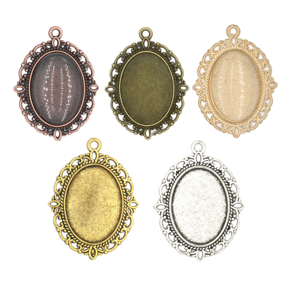 Jewelry Making With Resin - 50 ชิ้น จี้อัญมณี ถาดจี้โลหะผสมทรงรีวินเทจ สำหรับงานฝีมือทำเครื่องประดับ DIY