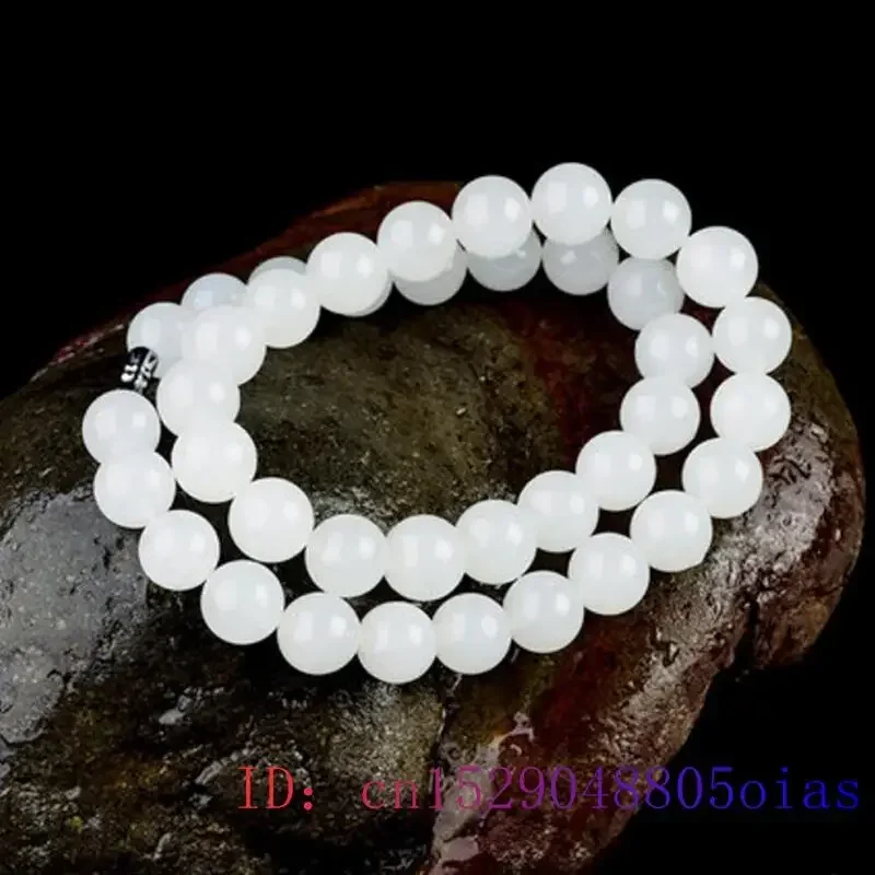 สีขาวหยกลูกปัดสร้อยคอลูกปัดธรร - Jewelry Making Jewelry บทวิจารณ์และราคา