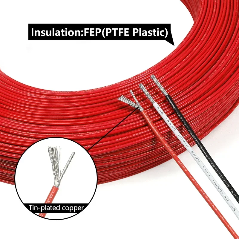 2/5/10m UL1332 PTFE สูงอุณหภูม - Wire 22 Gauge Copper บทวิจารณ์และราคา