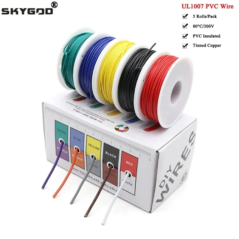 (5 สีผสมชุด) UL1007 ลวด PVC ฉน - Wire 22 Gauge Copper บทวิจารณ์และราคา