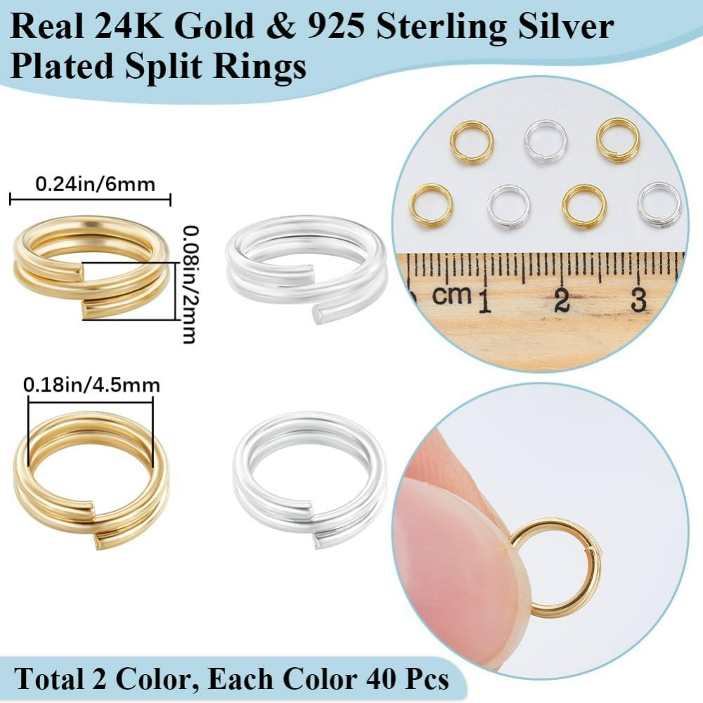 1 กล่อง 80 ชิ้นแหวนกระโดดแยก 2 - Jewelry Making Jump Rings บทวิจารณ์และราคา