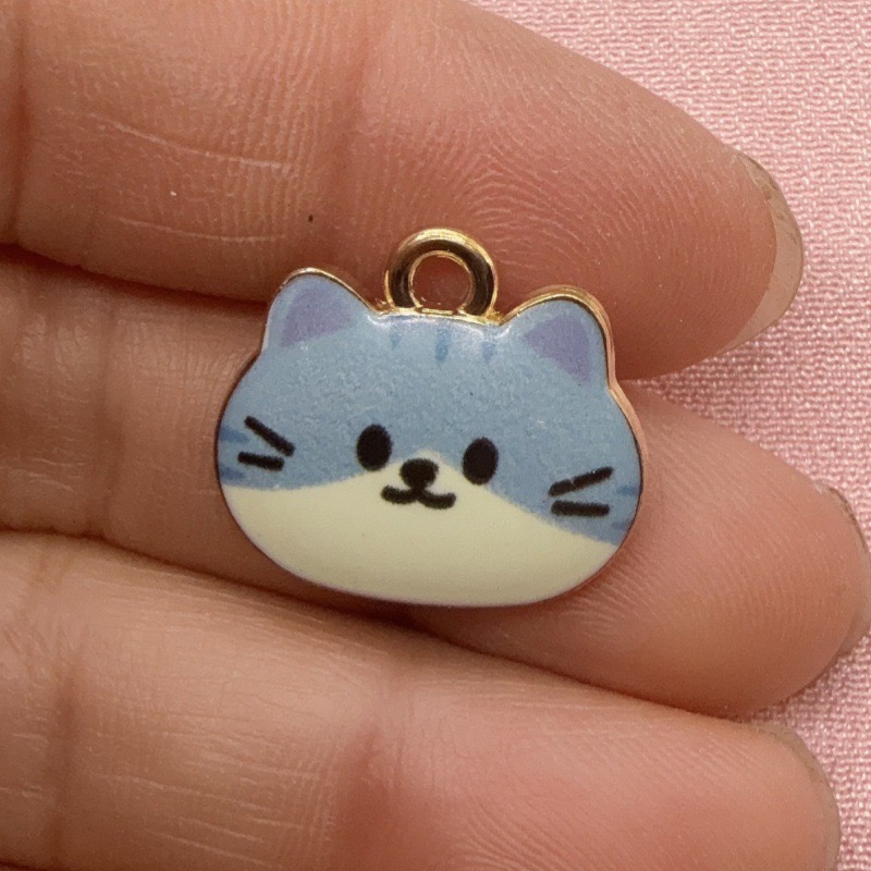 จี้โลหะผสมรูปหัวแมวพิมพ์ลาย 12 - Jewelry Making Jewelry บทวิจารณ์และราคา