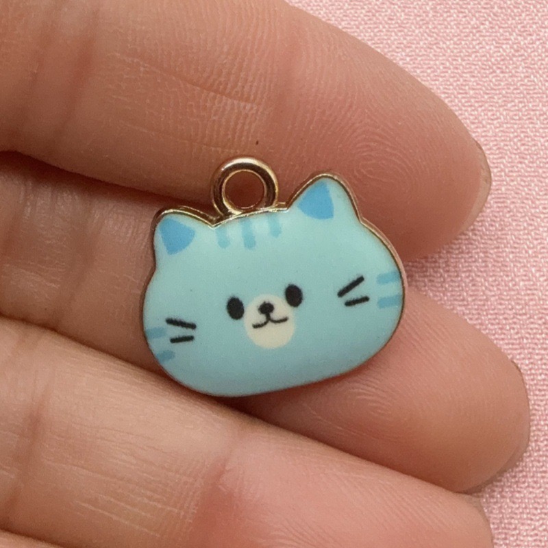 จี้โลหะผสมรูปหัวแมวพิมพ์ลาย 12 - Jewelry Making Jewelry บทวิจารณ์และราคา