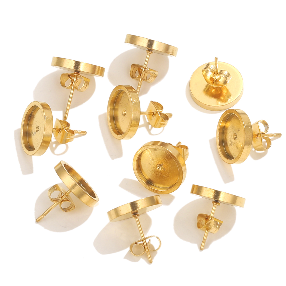 10pcs สแตนเลสสตีลต่างหูสตั๊ดกล - Jewelry Making With Resin บทวิจารณ์และราคา