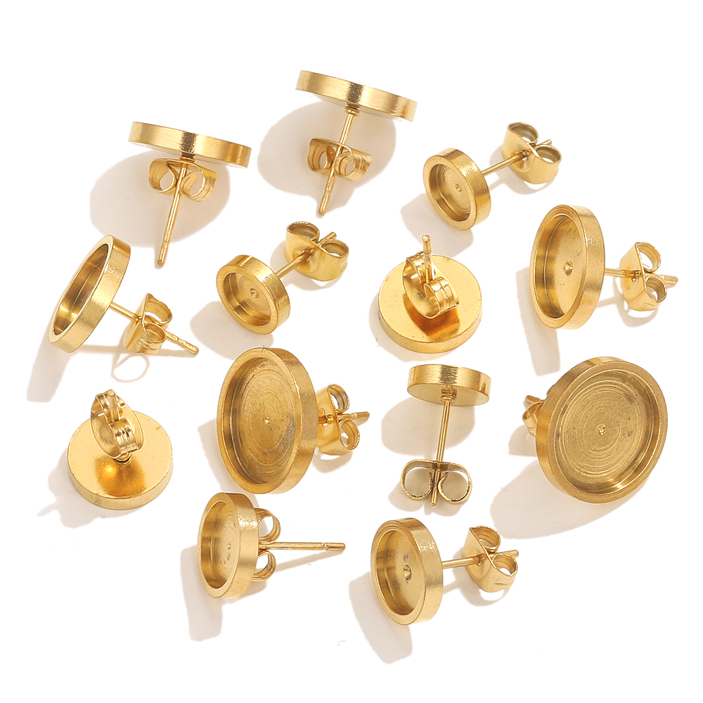 10pcs สแตนเลสสตีลต่างหูสตั๊ดกล - Jewelry Making With Resin บทวิจารณ์และราคา